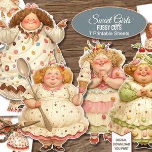 Druckbare Papierpuppen süße Mädchen Fussy Schnitte. Junk Journal Ephemera Karten Planer. Digitaler Download. Druckbare Bögen. 7 JPG