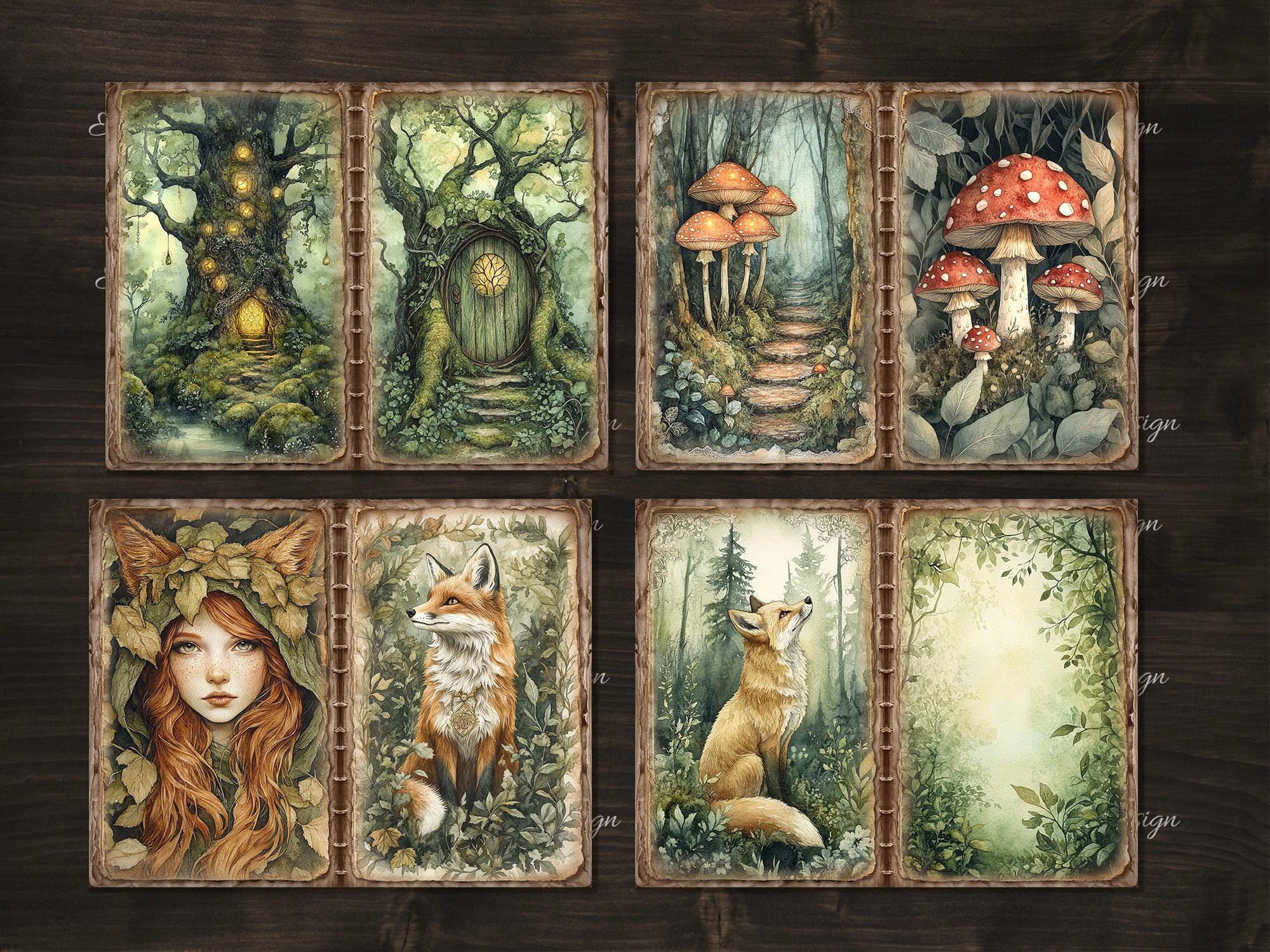 Elven Forest Fairy Junk Journal Double Pages. Magic Fantasy Enchanted ...