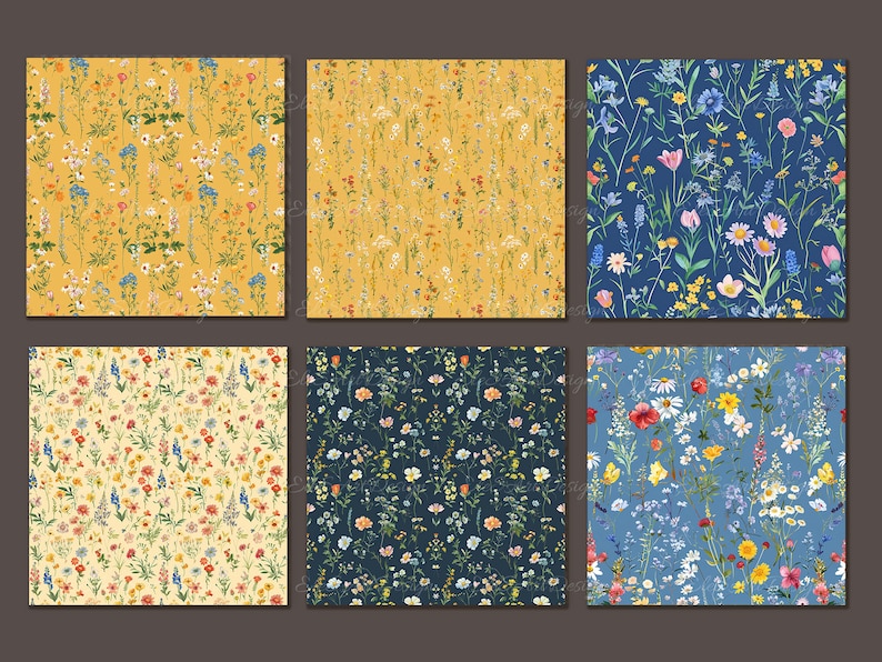 Wildflowers Seamless Pattern. Cottagecore Floral Digital Craft Paper ...
