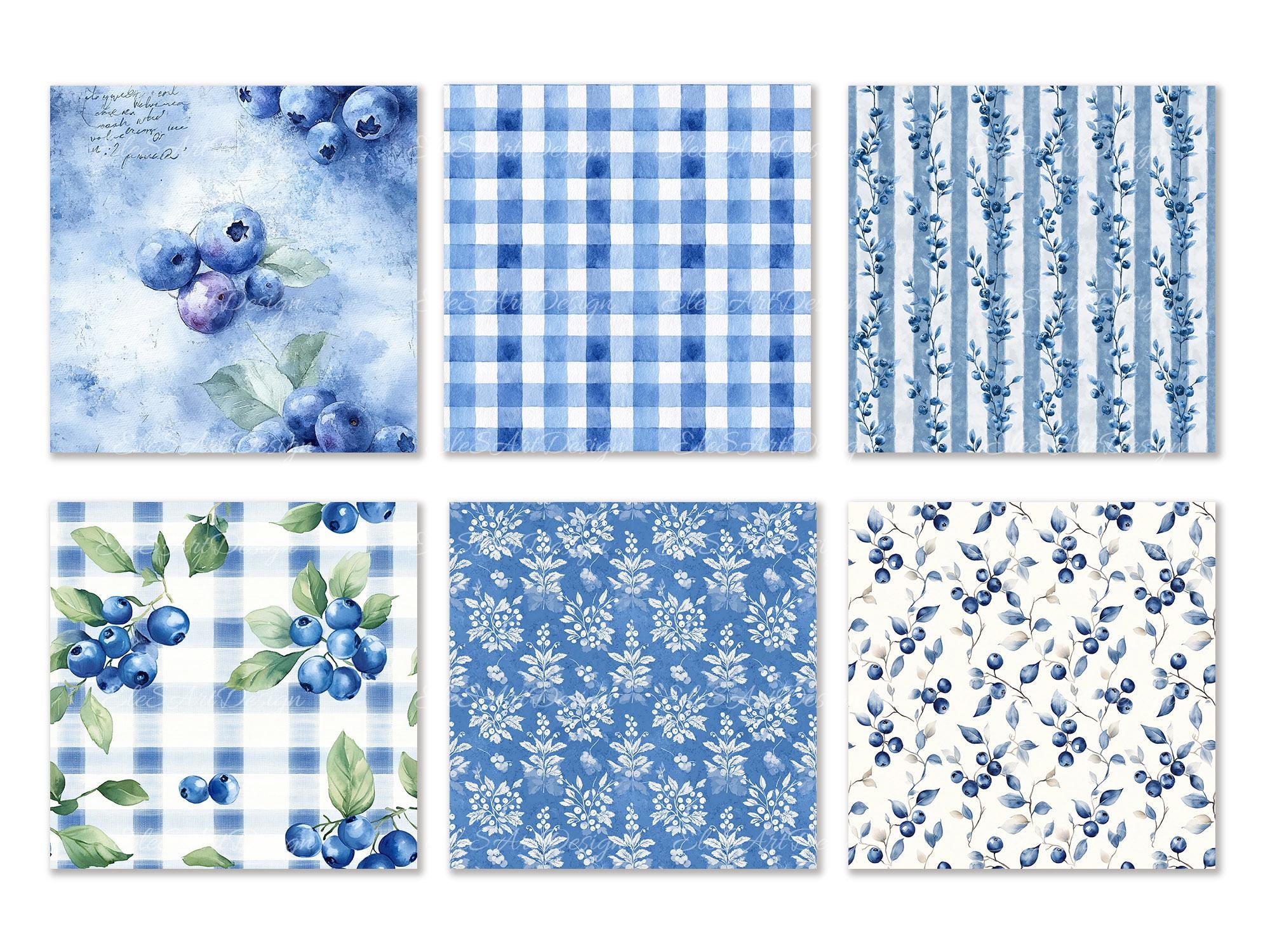 Blueberry Seamless Pattern. Digital Bundle. Commercial Use. 22 PACK - Etsy