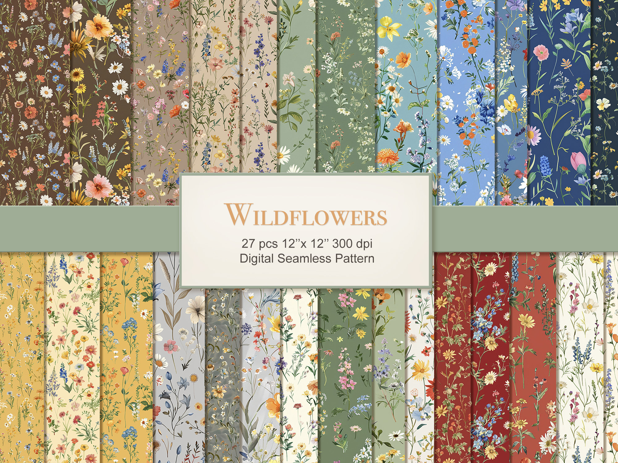 Wildflowers Seamless Pattern. Cottagecore Floral Digital Craft Paper ...