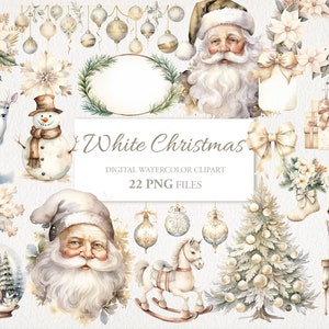 Blanca Navidad Invierno Acuarela Clipart PNG Paquete AI Ilustración. Descarga instantánea para uso comercial. Diario basura