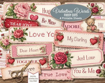 Liefdeswoorden en citaten voor Valentijnsdag: Ephemera ongewenste dagboeken, 4 JPG (digitale download)