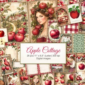 Apple Orchard Country Cottagecore Junk Journal Printable Double Pages. Digital Download. 26 PACK