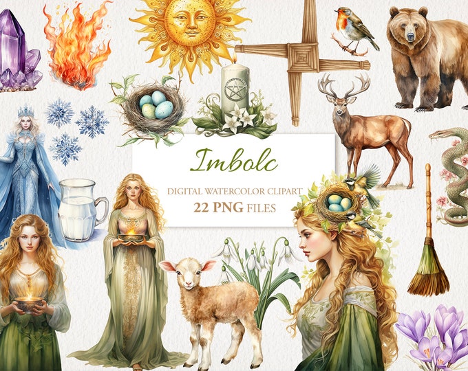 Imbolc Watercolor Clipart Png Bundle, Imbolc Clip Art, Celtic Neopagan ...
