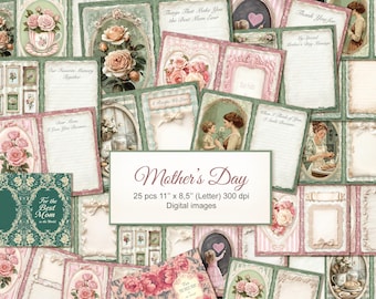 Mother’s Day Journal from Daughter. Printable Mom, Mother's Day Gift. Shabby Chic DIY. Digital Download. 25 PACK