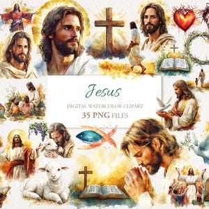 Paquete de imágenes prediseñadas PNG de símbolos religiosos de la Biblia de Jesús y el Testamento cristiano. Ilustración de AI. Uso comercial. Álbum de recortes. 35 PNG
