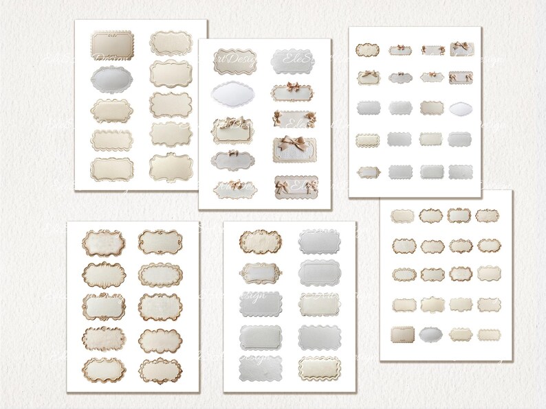 40 PNG Empty Wavy Labels Notes. Vintage Victorian Beige White Frames ...