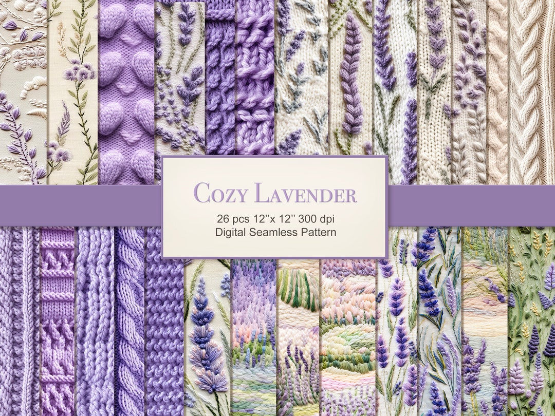 Lavender Cozy Fabrics Seamless Pattern. Knitted Felted Texture Digital ...