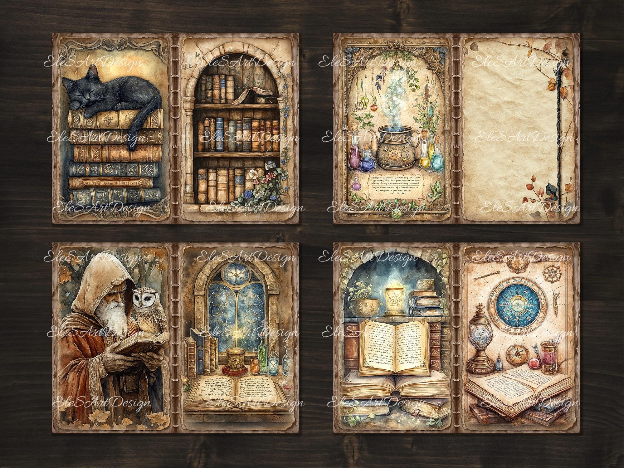 Magic School Alchemy Library Junk Journal Printable Double Pages ...