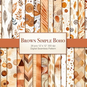 Páginas de papel marrom simples Boho sem costura padrão. Uso comercial. Artesanato, Álbum de recortes, Junk Journal. PACOTE 28