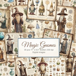 Alchemy Gnomes Alchemist Wizard Vintage junkjournaal. Afdrukbare pagina's magische fantasie. Boek der schaduwen, Grimoire. Digitale download. VERPAKKING VAN 35
