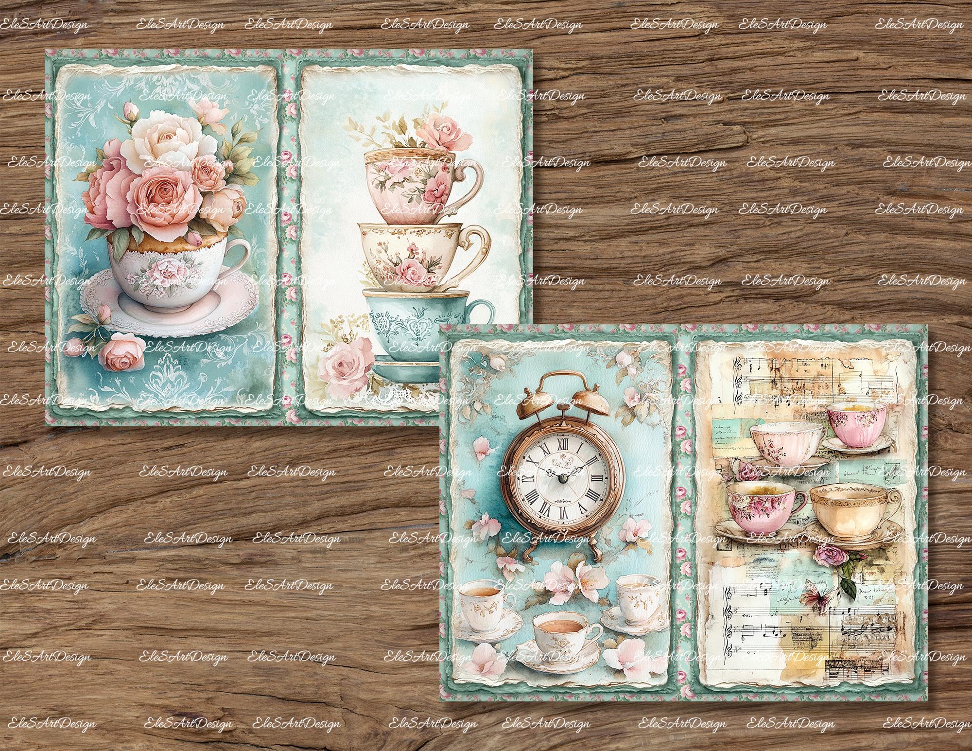 Tea Time Junk Journal Kit. Vintage Shabby Chic Cottagecore Fussy Cuts ...