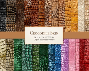 Crocodile Skin Texture Paper, Embossed Seamless Pattern (Digital Download) 26 PACK
