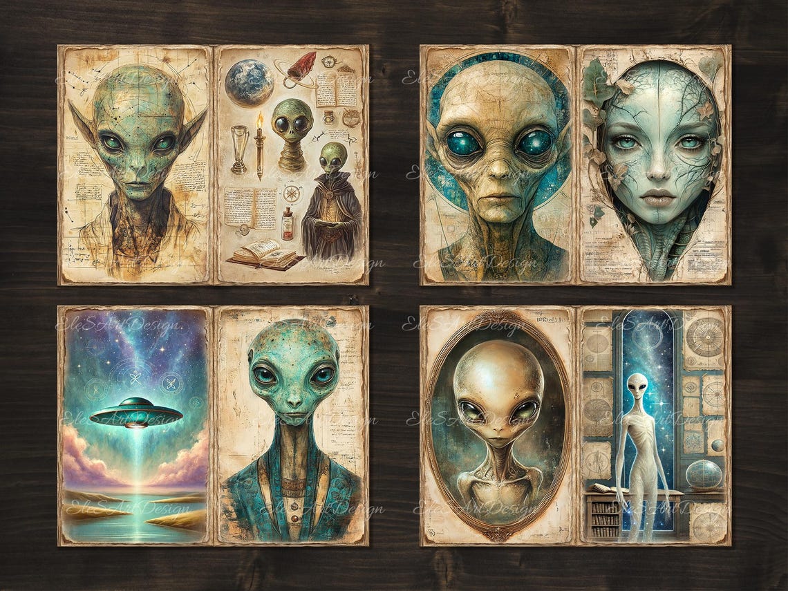Aliens Fantasy Junk Journal. Printable Pages. Digital Download. 22 PACK ...