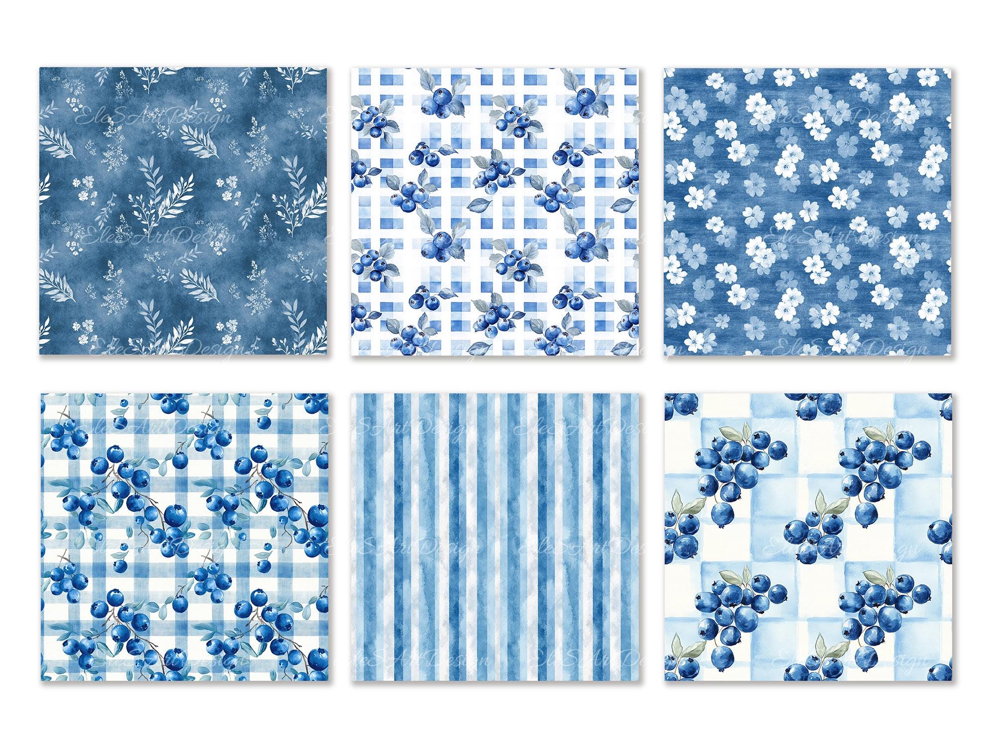 Blueberry Seamless Pattern. Digital Bundle. Commercial Use. 22 PACK - Etsy
