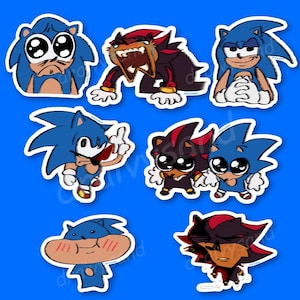 Pacote de adesivos de vinil Silly Sonic e Shadow (pacote com 7)