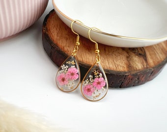 Forget Me Not Flower Earrings: Pressed Flower Resin Dangle