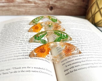 Real Flower Page Holder Resin, Floral Resin Thumb Page Holder Page Spreader Book Accessories Bookworm Gift Floral Page Holder Pressed Flower