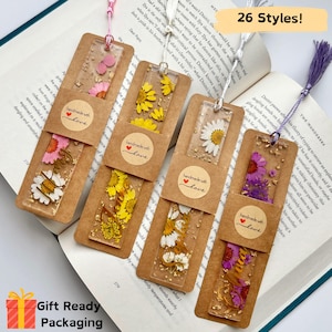 Pressed Flower Acrylic Resin Bookmark with Personalization With Gift Box Customized Name Phrase Pressed Flower Bookmark Personalized Gift