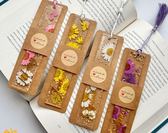 Pressed Flower Acrylic Resin Bookmark with Personalization With Gift Box Customized Name Phrase Pressed Flower Bookmark Personalized Gift