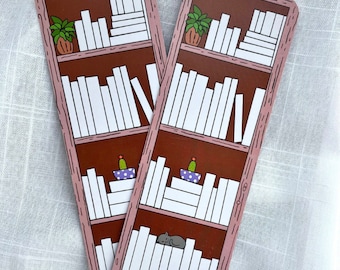 2024 Book Log and Book Tracker Double Sided Bookmark Sleeping Cat and Plants Bookshelf Kitty Bookmark Cute Gift for Bookworms Booklovers