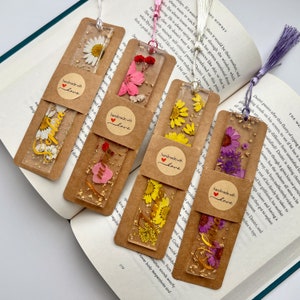 Pressed Flower Acrylic Resin Bookmark with Personalization With Gift Box Customized Name Phrase Pressed Flower Bookmark Personalized Gift