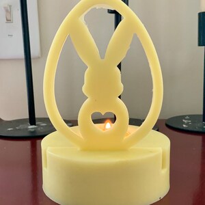 Rabbit tea light, Easter decor, Easter basket gift, Easter bunny with tea light base