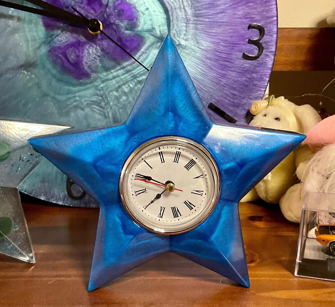 Star Clock, Desk Clock, Wall Clock, Colorful Clock Etsy