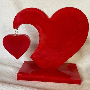 Harzherz, Doppelherz aus Harz, Valentinstagsherz, personalisiertes Herz, Fotorahmen,