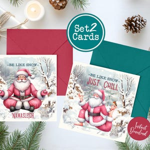 Yoga themed Christmas cards Funny Pun Santa Holiday Cards for Yoga Teacher Gift Yoga Pose Xmas Card for Wife Yoga Gift Greeting Card yoga BF