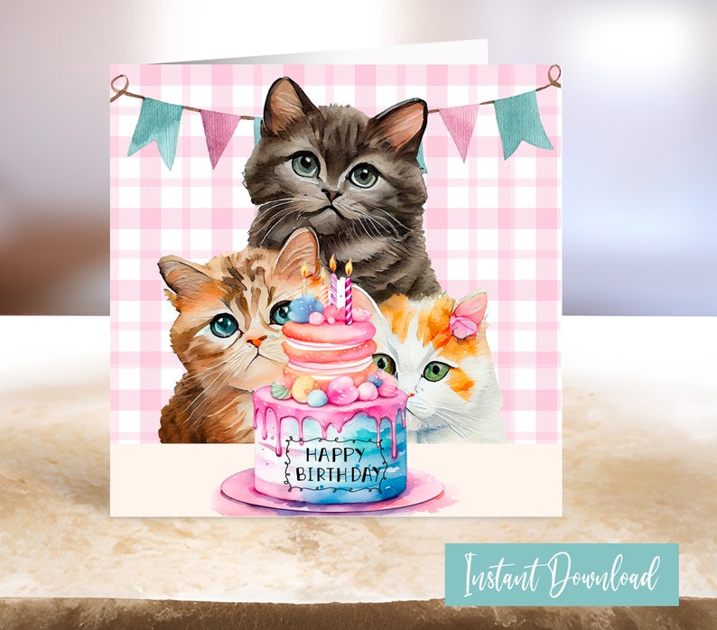 Printable Cat Birthday Card for Cat Lovers Humorous Bday Card With ...