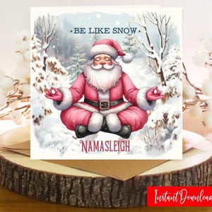 Yoga themed Christmas cards Funny Santa Holiday Cards for Yoga Teacher Gift Yoga Pose Xmas Card for Wife Yoga Gift Greeting Card Yoga BFF