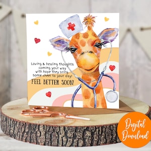 Get Well Soon Card, Digital best wishes on your recovery card, Loving thoughts Card, Thinking of You card, Printable feel better card
