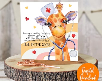 Biglietto di pronta guarigione, auguri digitali per la tua guarigione, biglietto con pensieri amorevoli, biglietto pensando a te, biglietto stampabile per sentirti meglio