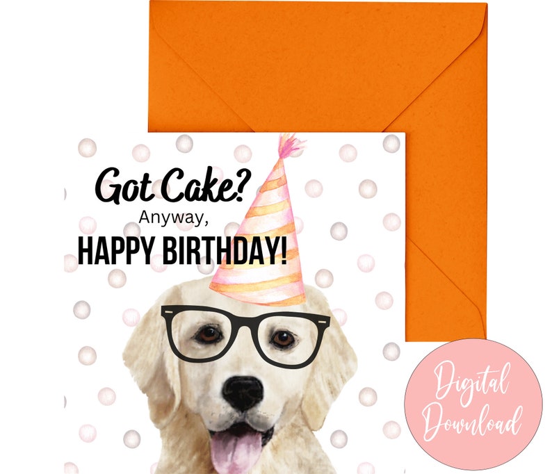Printable Dog Birthday Card Funny Animal Card Humarous Etsy