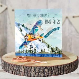 Airplane Birthday card for him Printable Aeroplane Greeting card for pilot dad congratulation card for boyfriend bday card for plane lover