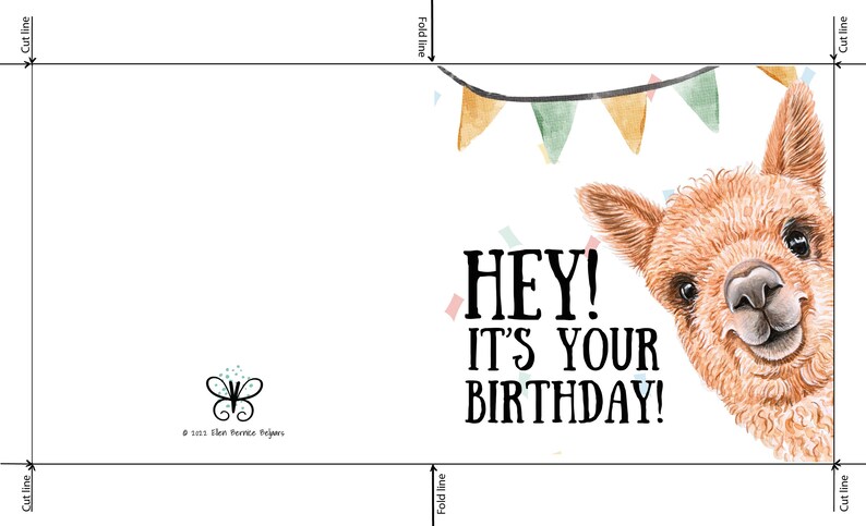 Llama Birthday Card, Printable Alpaca Greeting Card, Humorous Animal ...