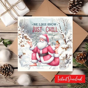 Yoga themed Christmas cards Funny Santa Holiday Pun Cards for Yoga Teacher Gift Yoga Pose Xmas Card for Wife Yoga Gift Greeting Card Yoga BF