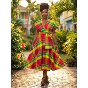 creole dress designs Ethnic Creole Style Dress With Multicolored Patchwork
