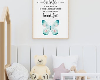 Butterfly| Butterfly Quote Wall Art| Butterfly Nursery Print| Watercolor Butterfly| Nursery Print| Kids Wall Décor| Children Wall Art| Quote