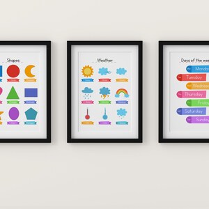Niños Wall Art Kids Room Nursery Decor Instant Download Colorful Days Of The Week And Month Learning Wall Art Classroom print