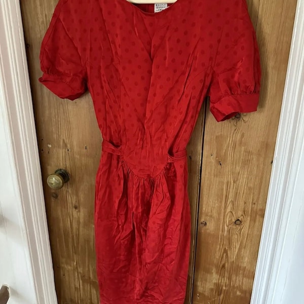 Bruce Oldfield red silk dress size 10 vintage 1992