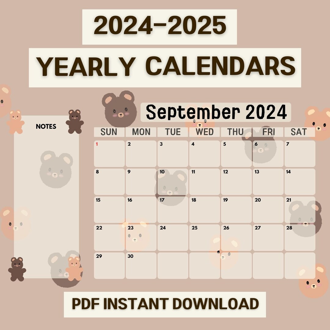 2025 2026 year digital planner printable yearly planning calendar cute