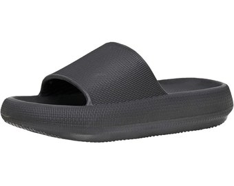 Women’s Cushionaire foam slippers with waterproof material and non-slip sole.