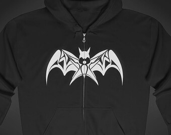 BATZ! Logo Zip-Up Hoodie // Dark, Death Metal, Punk, Opium, Alt Style Graphic Sweatshirt