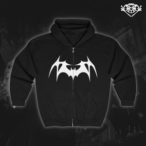 ARACHNIBAT Zip Up Hoodie with Back Print! // Unisex, Dark, Death Metal, Punk, Opium, Alt, Y2K Style Graphic Sweatshirt