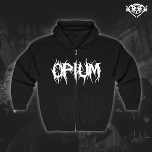OPIUM NIGHTMARE ¡Sudadera con capucha y cremallera con estampado en la espalda! // Playboi Carti, TeenX, Vamp, Punk, Jersey Y2k, Sudadera gráfica unisex