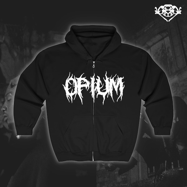 OPIUM NIGHTMARE Zip-up Hoodie with Back Print! // Playboi Carti, TeenX, Vamp, Punk, Y2k Pullover, Graphic Unisex Sweatshirt