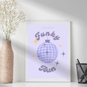 Funky Town Poster | Disko Print | Druckbar | Digitaler Download | Trending Wall Art Print | Groovy | Studentenwohnheim | Populär Musik Poster